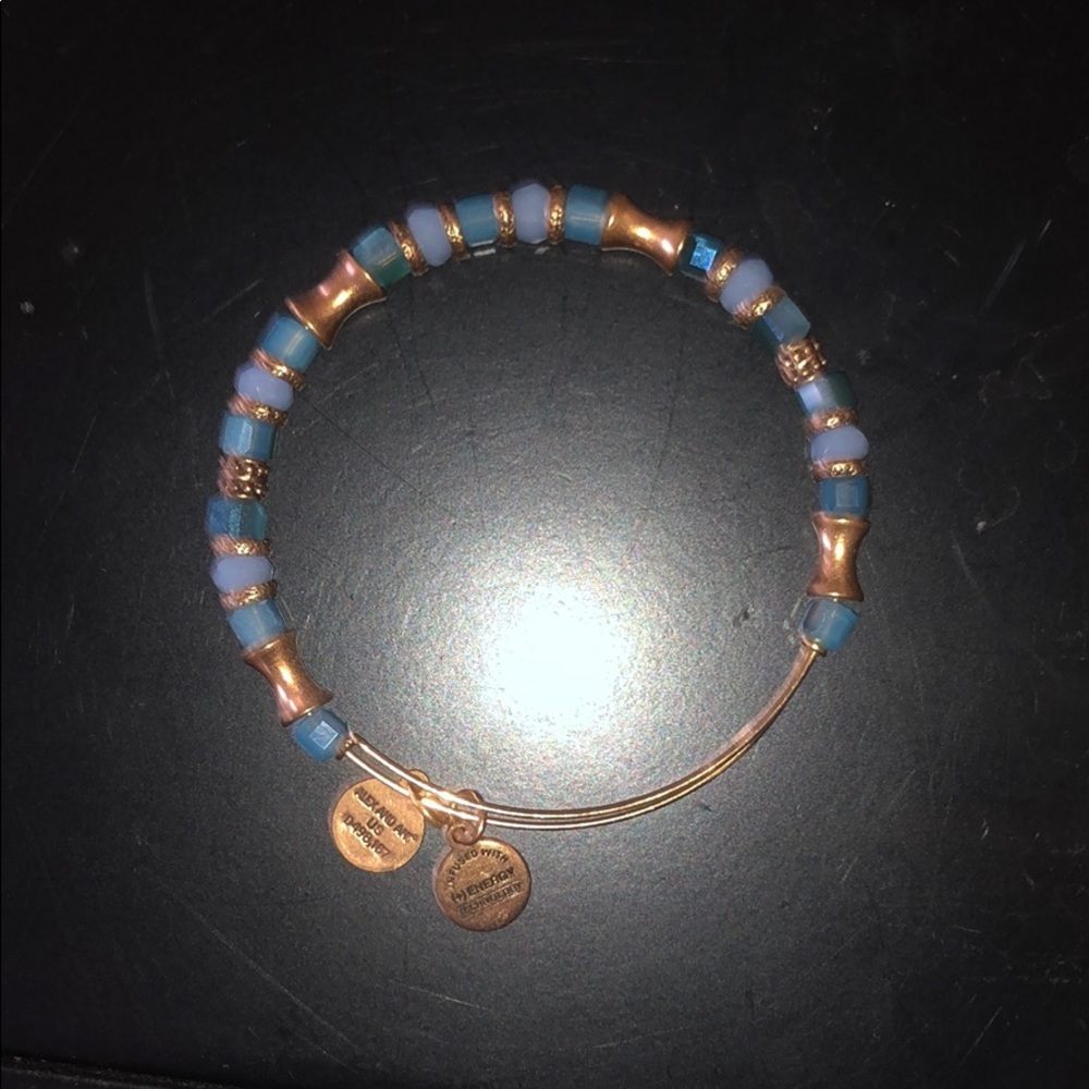Blue and gold beaded bracelet